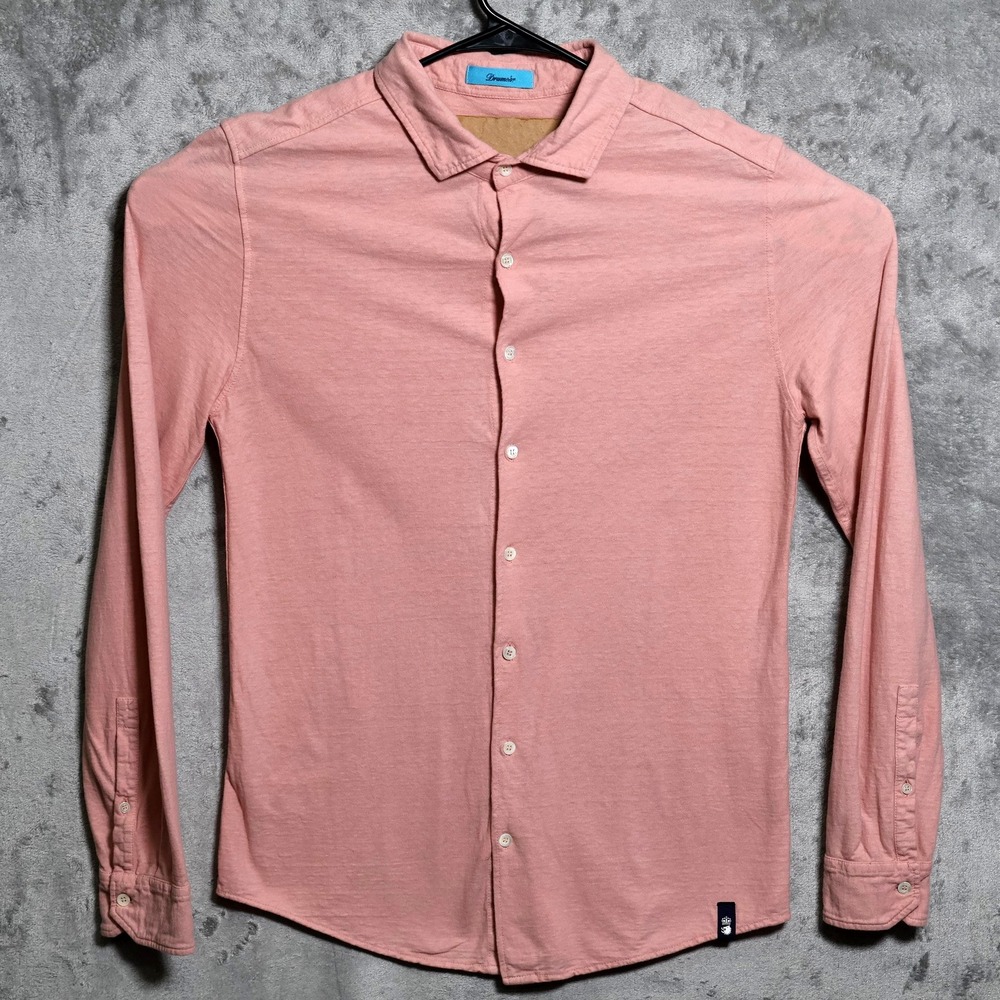 Drumohr Shirt Mens Large Pink Long Sleeve Cotton Linen Preppy Made in Italy
